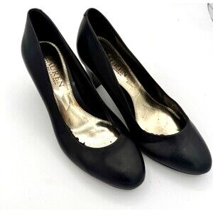 Lauren Ralph Lauren Womens 6B Hala Black Pumps 100% Leather Upper